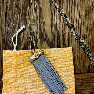 Plunder Design Long Gray Tassel Necklace